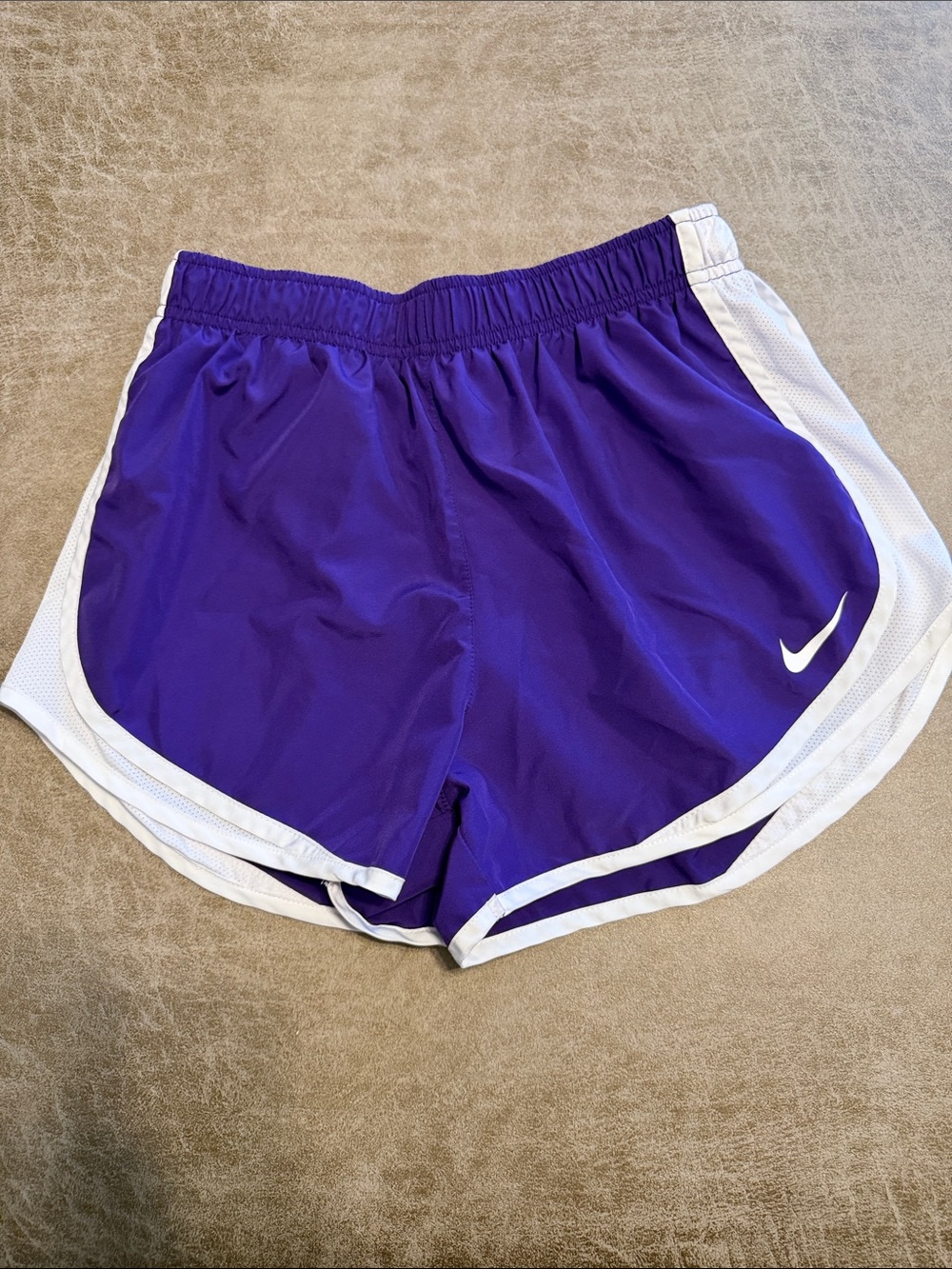 Nike dry fit Women's Purple Athletic Shorts with White Trim